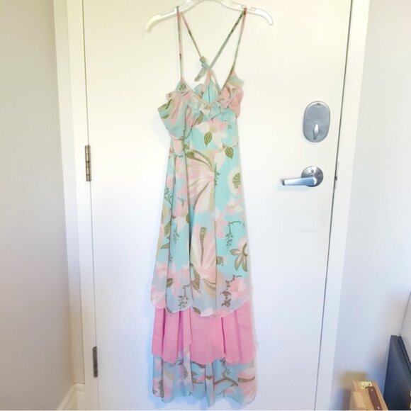 Boho Z&I Pink Blue Summer Tank Dress L - Picture 1 of 5